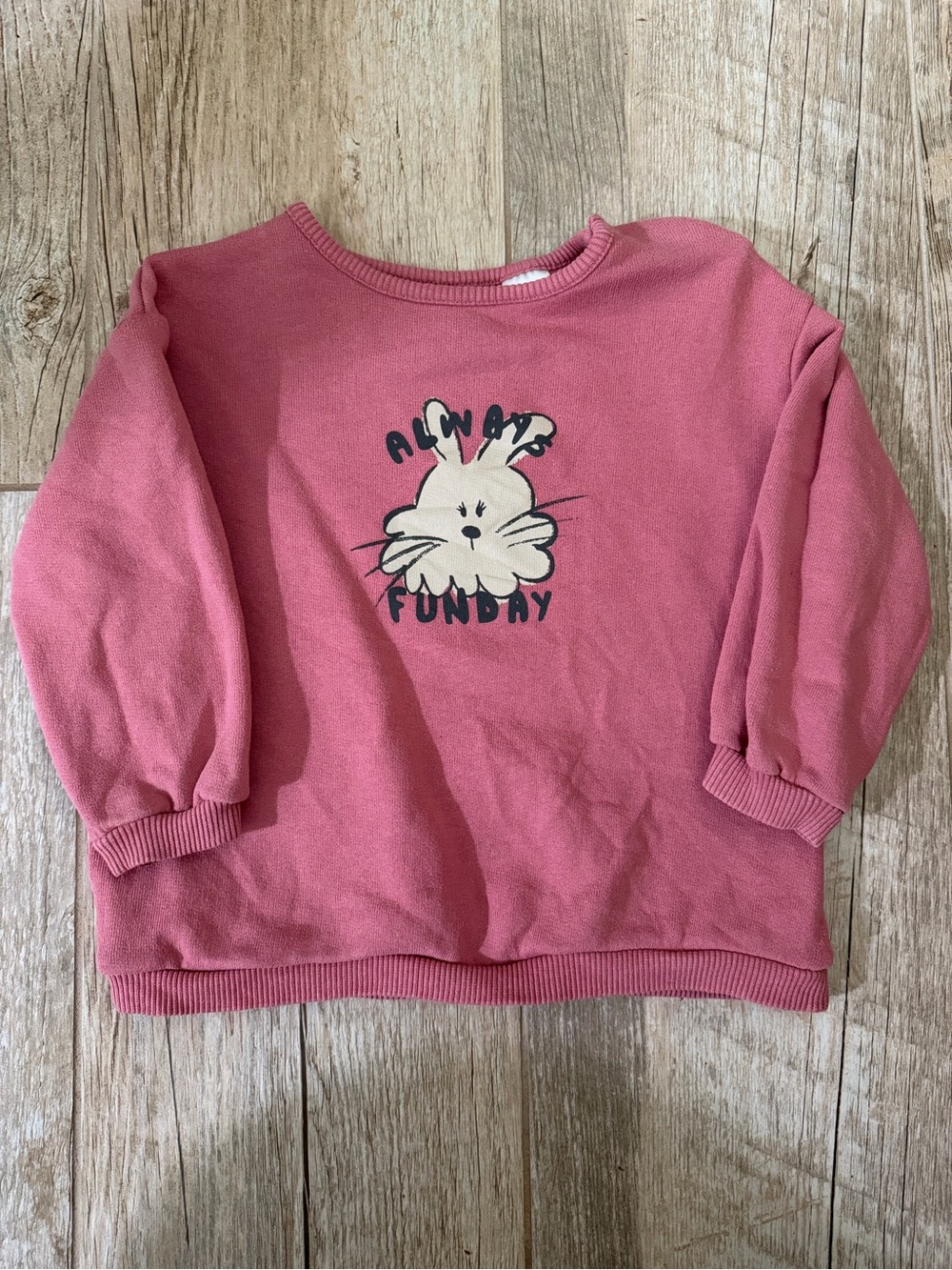 Zara Pink Bunny 'Always Funday' Crewneck Sweatshirt